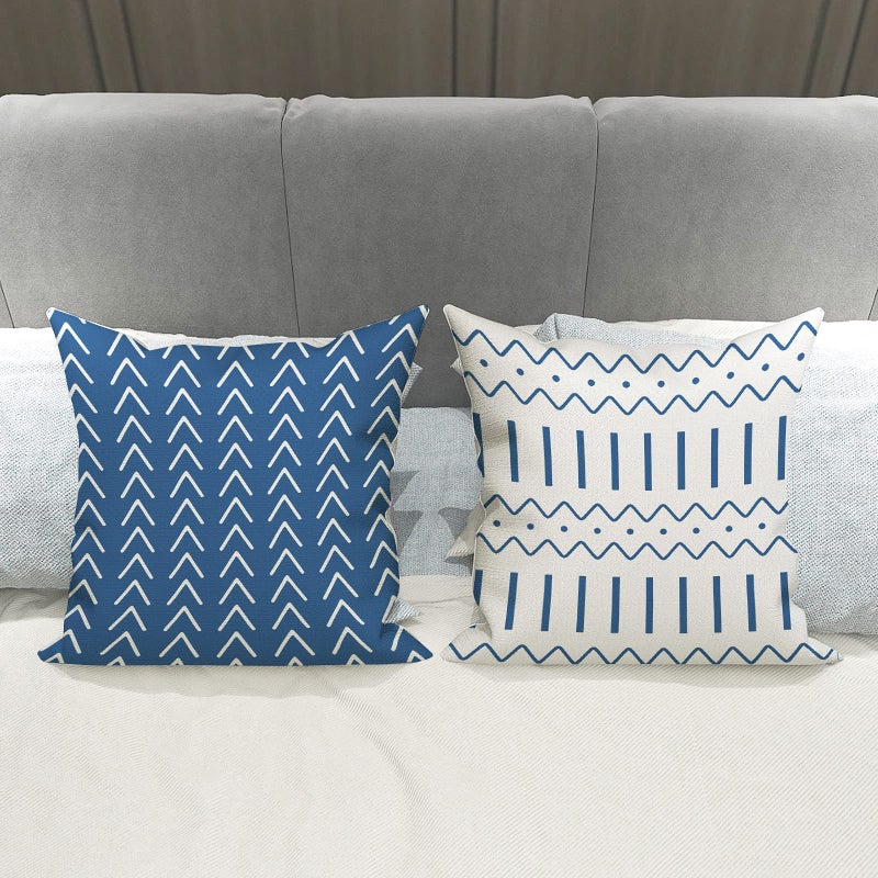YCOLL Pillow Covers 16x16 Set of 4, Modern Sofa Throw Pillow Cover, Decorative Outdoor Linen Fabric Pillow Case for Couch Bed Carï¼ŒLight Blue - Image 4